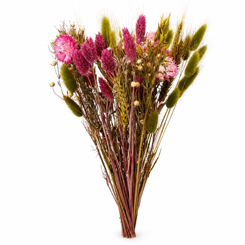 Picture of Dried Flower Bouquet Deep Pink/Green 100g